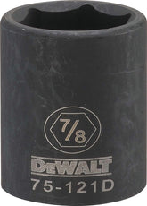 DeWALT DWMT75121OSP Deep Impact Socket, 7/8 in Socket, 1/2 in Drive, 6-Point, Steel, Black Oxide